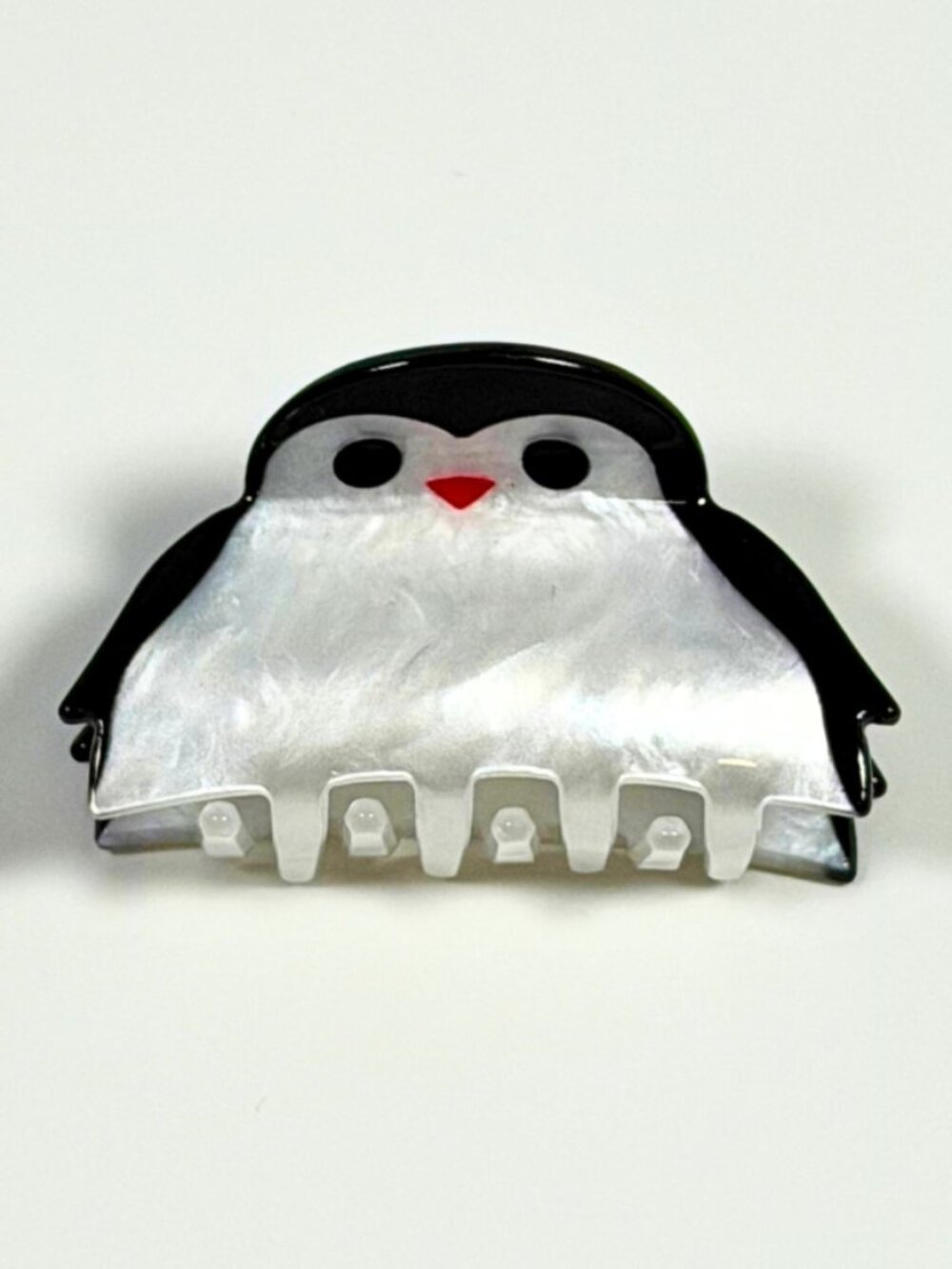 Cute Small Penguin Hair Claw Clip Black White Pearlescent Acetate Hair Accessory